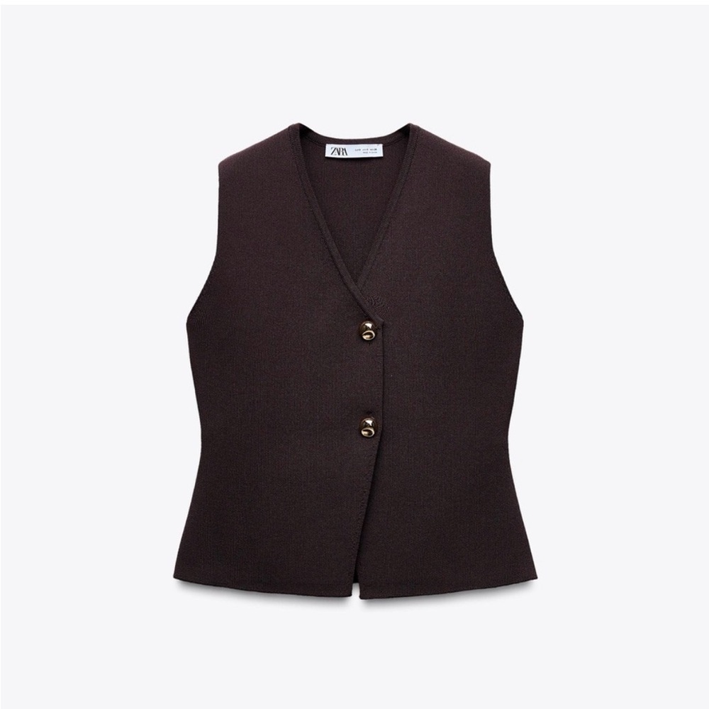 Zara Dark Brown Sleeveless Vest